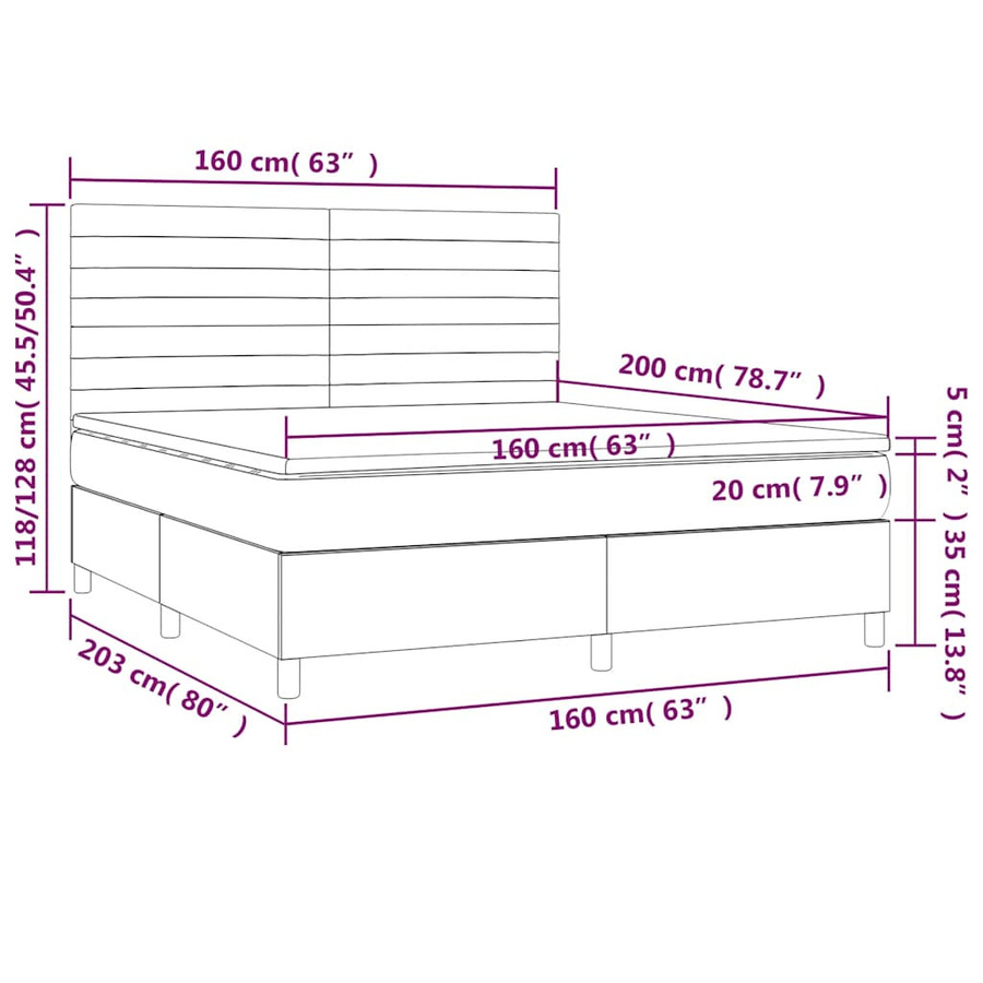 vidaXL Boxspringbett mit Matratze Dunkelblau Samt B/T/H: 160 x 200 cm - Bild 3