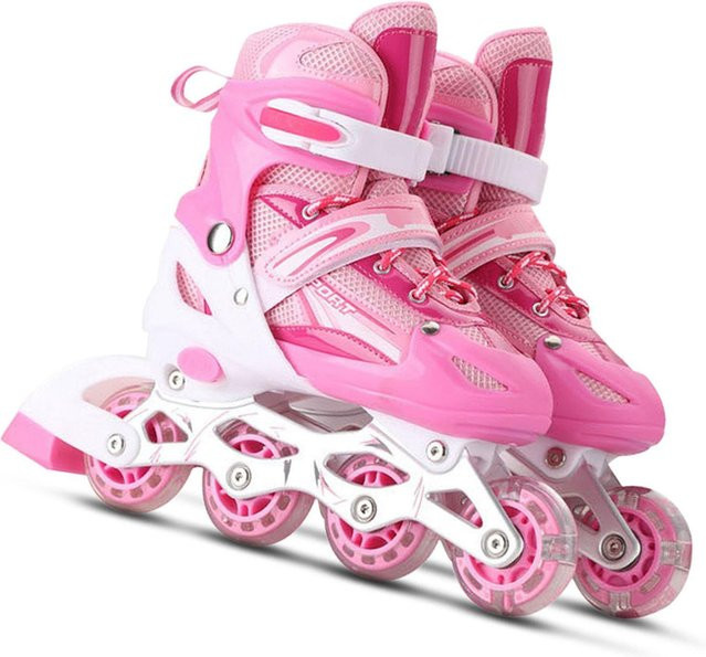 Nensit Inlineskates, verstellbar, leuchtende Rollen, rosa - Bild 1