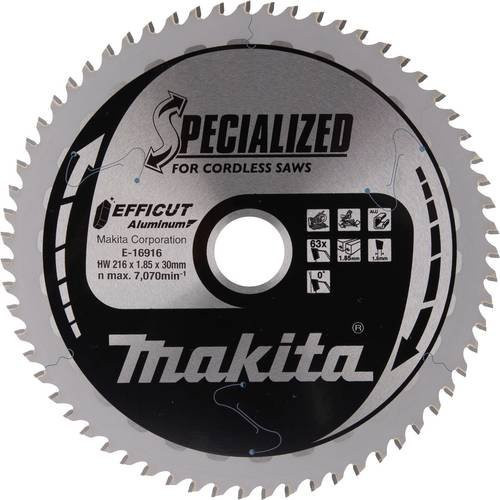 Makita EFFICUT Kreissägeblatt für Metall und Aluminium, Farbe: Silber, Durchmesser: 216 mm, Bohrung: 30 mm, Schnittbreite: 63 mm - Bild 1