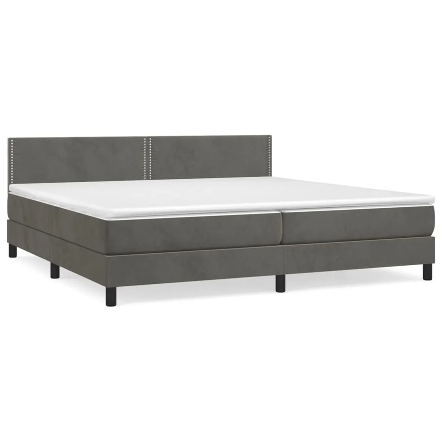 vidaXL Boxspringbett mit Matratze in Dunkelgrau, Hybridbett mit Taschenfederkern aus Samt, B/T: 200 x 200 cm - Bild 2