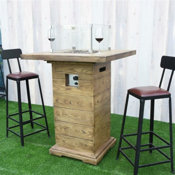 Elementi Gasfeuerstelle Rova Bar in Holz-Optik aus Faserbeton, Farbe: Braun, B/T/H: 106 x 87 x 87 cm - Bild 1