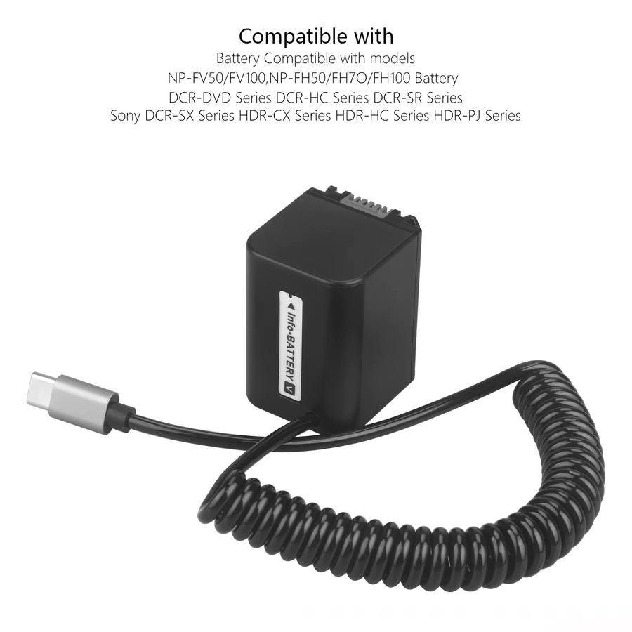 Sony USB-C PD Netzteil für NP-FV70 Dummy-Akku, Schwarz - Bild 3