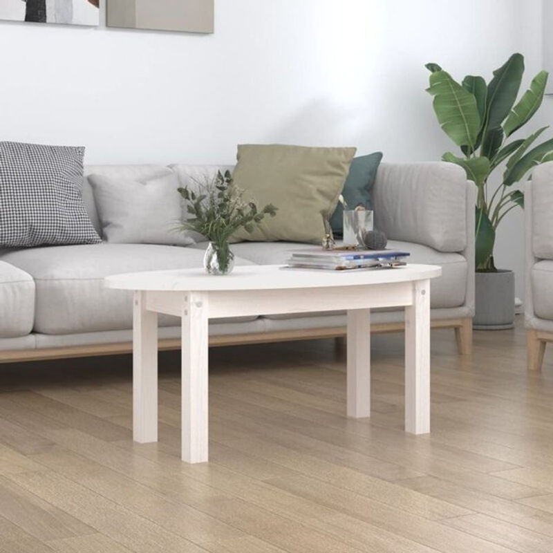 Vidaxl Couchtisch aus Massivholz Kiefer in Weiß im skandinavischen Design, B/T/H: 80 x 40 x 35 cm - Bild 1