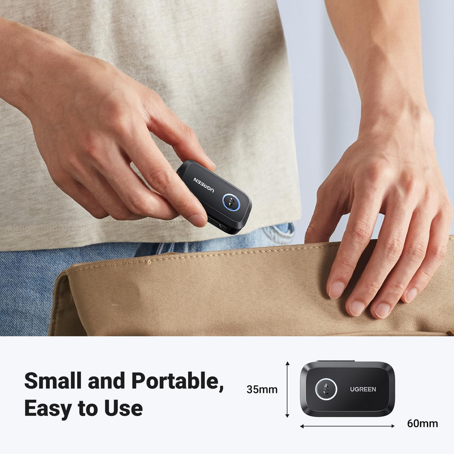 UGREEN Bluetooth 5.3 Empfänger CM596 Schwarz mit 3,5 mm Klinke und USB-C Unterstützung für Stereo Audio via SBC/AAC - Bild 4