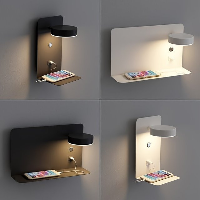 SUNMEIYI Moderne LED Wandlampe in Schwarz mit USB-Ladefunktion und Touch-Steuerung für das Schlafzimmer - Bild 1