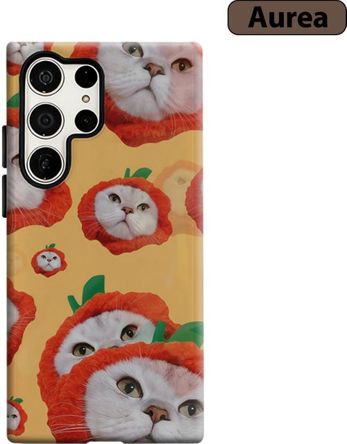Stoßfeste Handyhülle mit Tomaten-Katzen-Collage für Samsung Galaxy S25 Ultra, S24 und S23 Ultra Plus in Multicolour - Bild 1