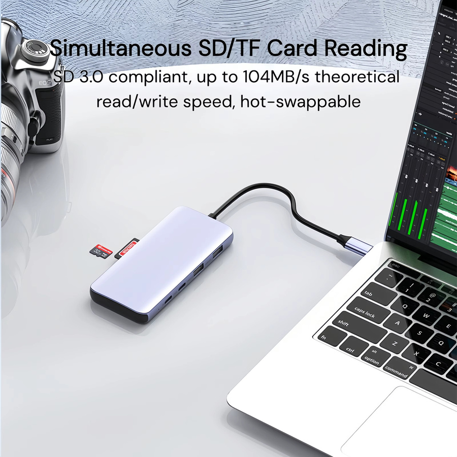 AVOXEN 8-in-1 USB-C Hub mit HDMI, PD 100W, 5Gbps und SD/TF Kartenleser Multiport-Adapter Dockingstation für Laptop und MacBook - Bild 3