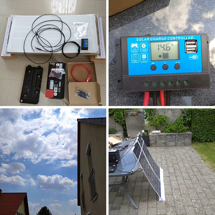 BOGUANG Solarpanel Set 300W mit flexiblem Solarmodul oder 2 Stück 150W Solarpanels für 12V und 24V Batterieladegeräte, Farbe: Schwarz - Bild 4