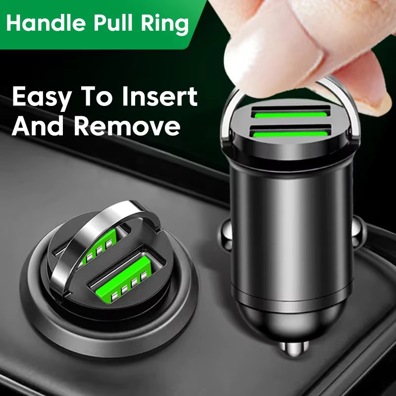 Mini Pull Ring Auto Ladegerät mit Dual USB und QC 3.0 Schnellladefunktion für iPhone, Huawei, Xiaomi und Samsung - Bild 2