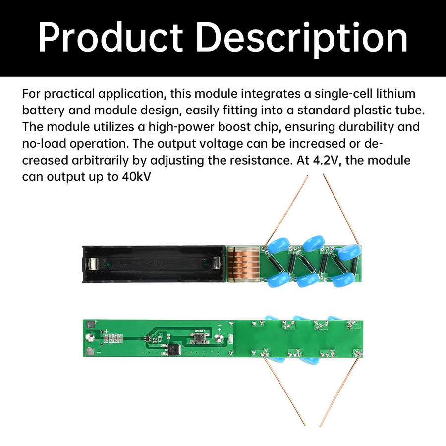 diymore Hochspannungsmodul Lichtbogengenerator mit integrierter 3,7 V 40 kV Batterie und Boost-Spule - Bild 3