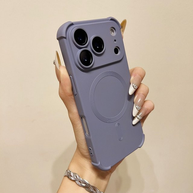 LICOERS Magnetische Silikon Schutzhülle mit Luftkissen für iPhone 17, 16, 15 Pro Max Plus, Mattes Flüssigsilikon, Farbe: Weiß - Bild 1