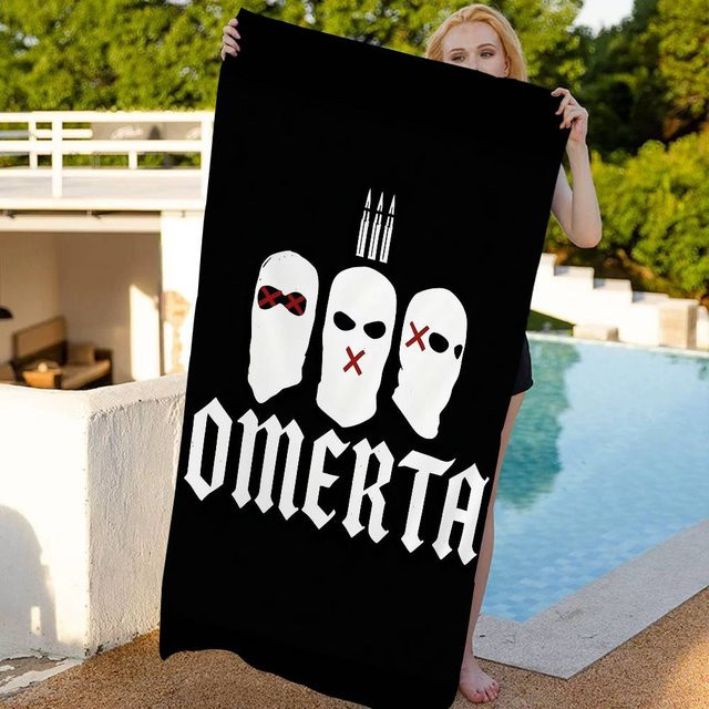 Omerta Maes Strandtuch Maes 47-Logo in Schwarz, saugfähiges Mikrofaser-Strandtuch für Sport und Strand - Bild 1