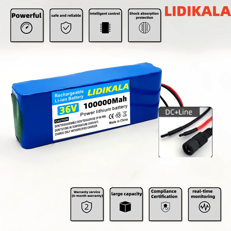 10S3P 36V 100000mAh Lithium-Ionen-Akkupack für M365 Elektroroller inklusive Ladegerät, Blau - Bild 2