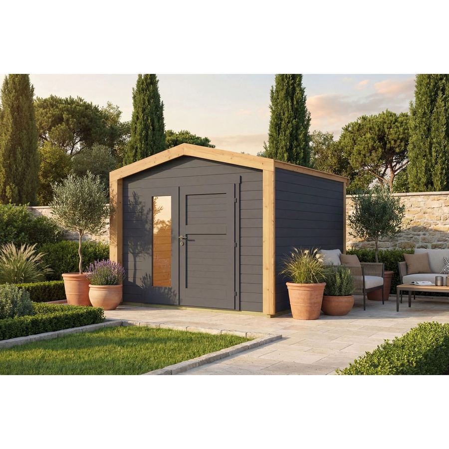 Weka Gartenhaus Killarney Satteldach in Anthrazit-Schwarz B/T/H: 261 x 250 x 241 cm - Bild 2