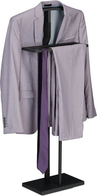 Relaxdays Herrendiener modern aus Stahl und MDF in Schwarz, freistehend und beschwert, H: 107 cm, B: 47,5 cm, T: 20 cm - Bild 1