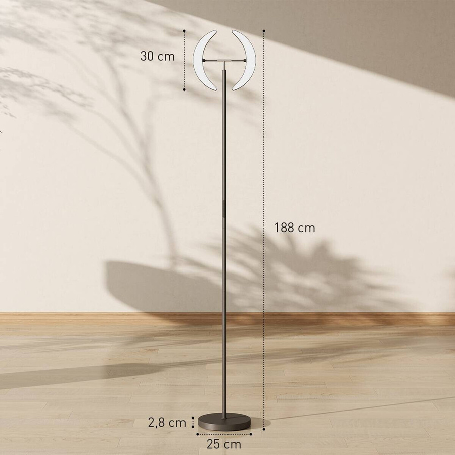 HOMCOM LED Stehleuchte Schwarz aus Metall und Kunststoff mit Fernbedienung, Dimmer und Timer, RGBW, B/T/H: 30 x 30 x 188 cm - Bild 2