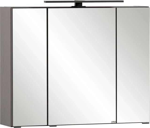 Held Möbel 3D-Spiegelschrank Padua in Graphitgrau mit LED-Beleuchtung und Steckdose, B: 80 cm, H: 64 cm, T: 20 cm - Bild 1