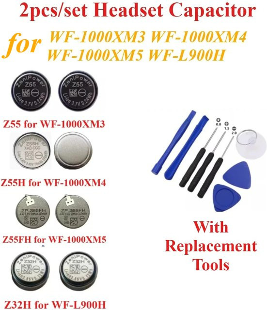 Sony Ersatzkondensator Z55 Z55H Z55FH Z32H für WF-1000XM3 WF-1000XM4 WF-1000XM5 WF-L900H in Silber, 2 Stück - Bild 1