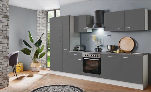 Menke Küchenzeile White Classic in Graphit-Weiß, B: 310 cm, H: 200 cm, T: 60 cm - Bild 1