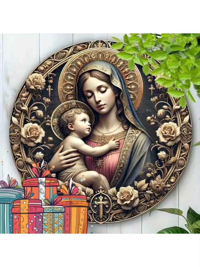 Potdemiel Dekoratives Metallschild mit Blumenmotiv in Mehrfarben, Rund, Durchmesser: 20 cm - Bild 5