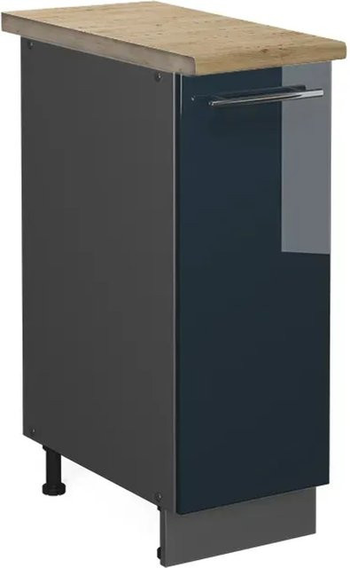 Vicco Apothekerunterschrank Fame-Line in Dunkelblau Hochglanz und Eiche, Breite: 30 cm, Höhe: 60 cm, Tiefe: 20,53 cm - Bild 1