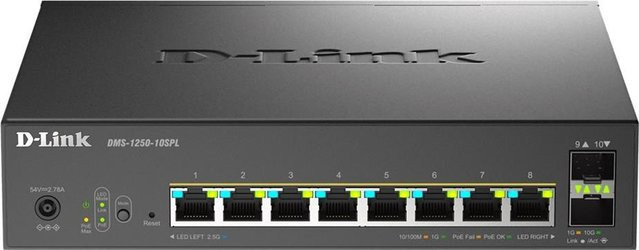 D-Link DMS-1250-10SPL Smart Managed L2+ Switch in Schwarz mit 2 x 2,5G PoE++ (120 W), 6 x 2,5G PoE+ und 2 x 10 Gigabit SFP+ Ports - Bild 1