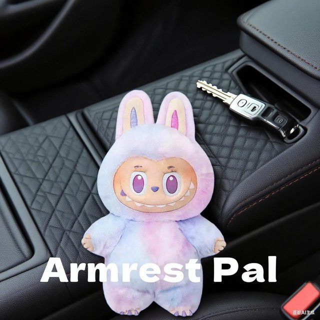 Labubu Plüschpuppe Autozubehör, rosa, 15cm - Bild 1