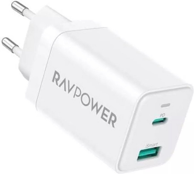 RavPower Netzladegerät RP-PC171 mit 45W, 3A, 1 x USB-A und 1 x USB-C in Weiß - Bild 1