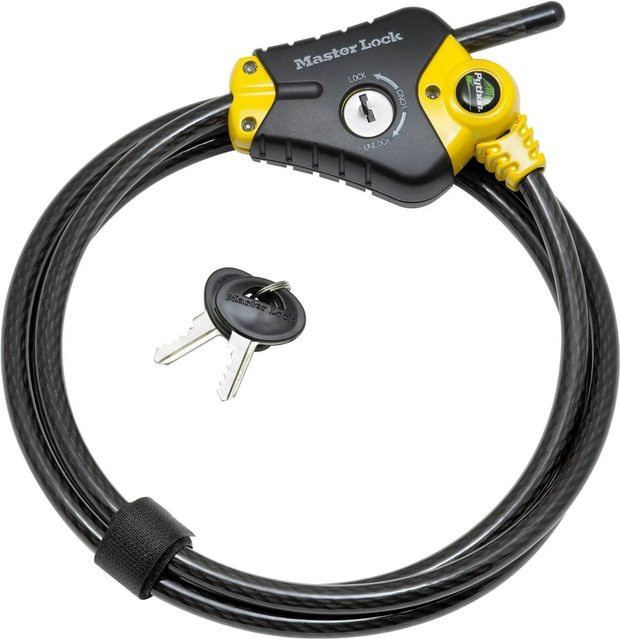 Master Lock Python Kabelschloss Schwarz-Gelb aus Edelstahl mit 1,8 m Länge - Bild 1