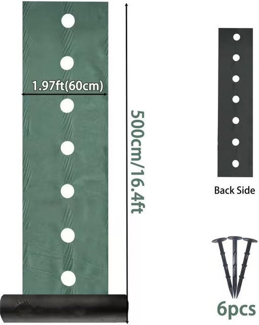 Lucky Black Cat Perforierter Schwerlast-Unkrautvlies in Grün, B: 0,6 m x L: 5 m - Bild 1