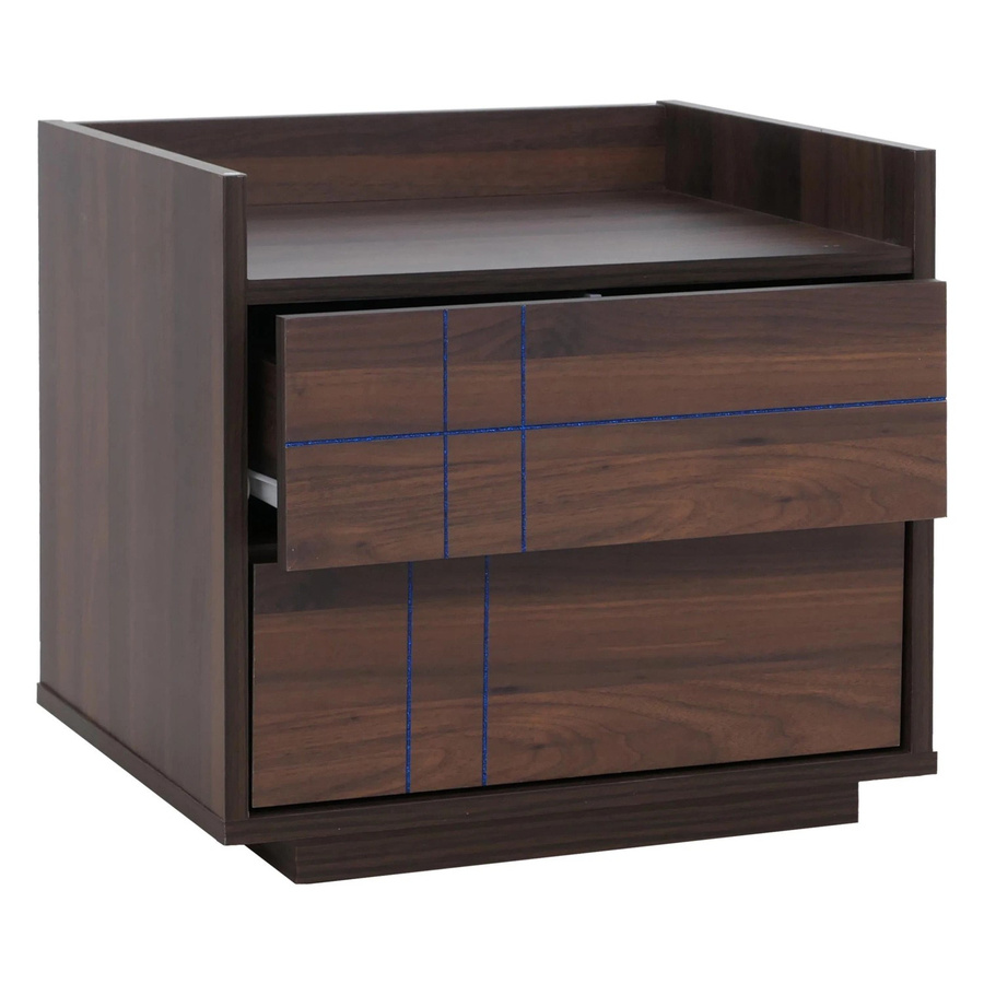 Nachttisch MCW P44 mit 2 Schubladen in Walnuss-Optik, B/T/H: 43 x 48 x 41 cm - Bild 3