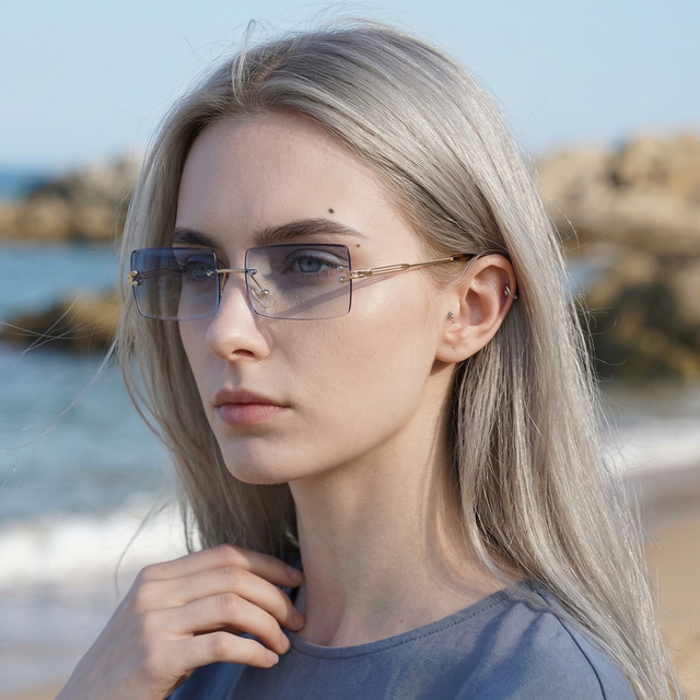 TWOOO Sonnenbrille, randlos, rechteckig, Damen, Metall - Bild 1