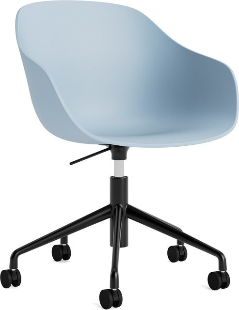 HAY About A Chair AAC 252 moderner Stuhl aus Polypropylen und Aluminium in Blau matt mit Rollen - Bild 1
