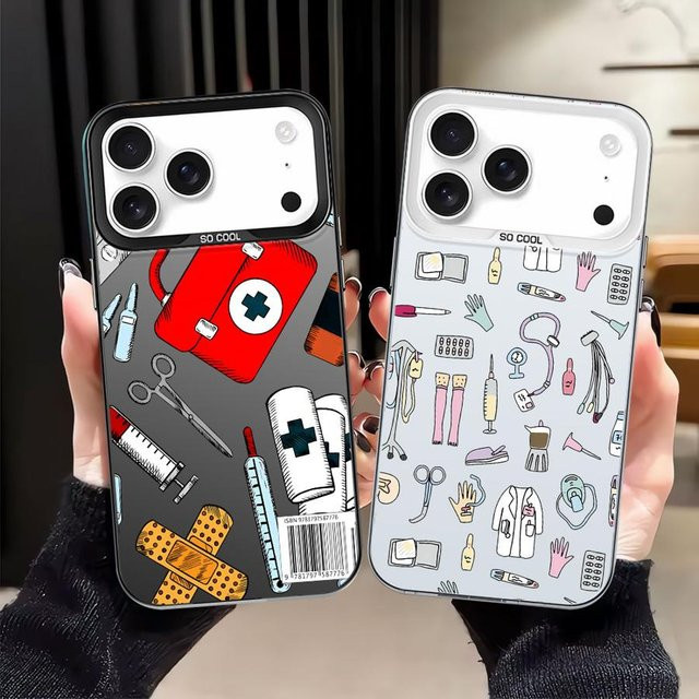 Softshell Handyhülle im Krankenschwester-Medizin-Design für iPhone 14 15 16 17 Pro Max Multicolor - Bild 1