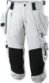 Mascot Dreiviertel-Hose mit Hängetaschen in Weiss mit reflektierenden Elementen und Cordura-Material in Größe C46 - Bild 1