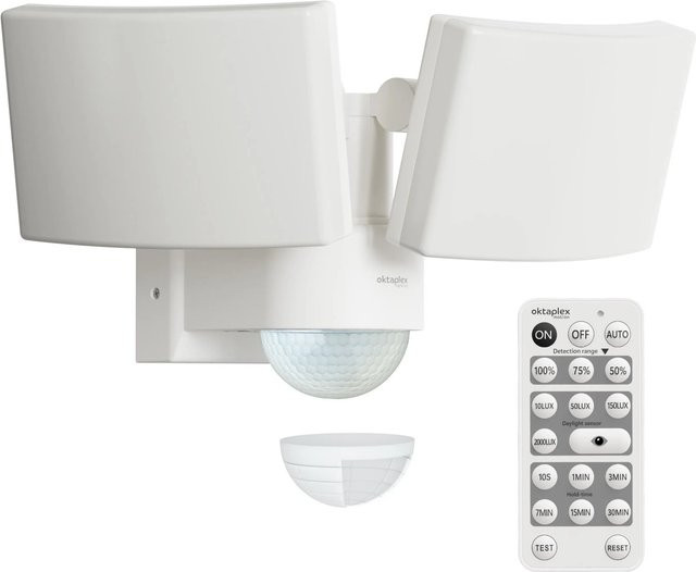 Oktaplex Cali Dos LED Strahler mit Bewegungsmelder und Fernbedienung IP65 Warmweiß in Weiß - Bild 1