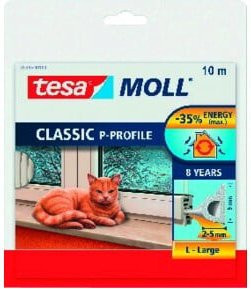tesa P-Profil-Dichtung 5395 aus EPDM-Gummi in Weiß, Länge: 10 m, Breite: 9 mm - Bild 1
