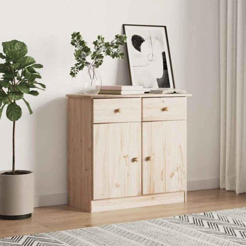 Sideboard Alta von vidaxl aus Massivholz Kiefer in Natur Braun im Landhaus- und Skandinavischen Stil, B/T/H: 77 x 35 x 73 cm - Bild 1
