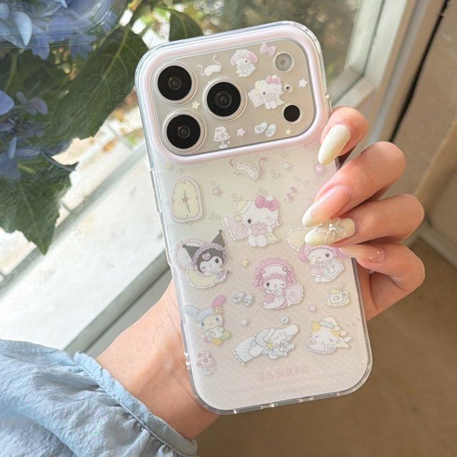 Sanrio Hello Kitty Melody Kuromi Handyhülle in Rosa mit Linsenschutz für iPhone 17 16 15 14 13 Pro Max - Bild 1