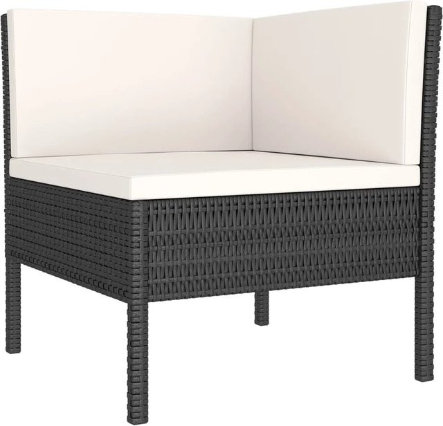 vidaXL 5-tlg Garten-Lounge-Set aus Poly Rattan in Schwarz mit Auflagen und Couchtisch - Bild 1