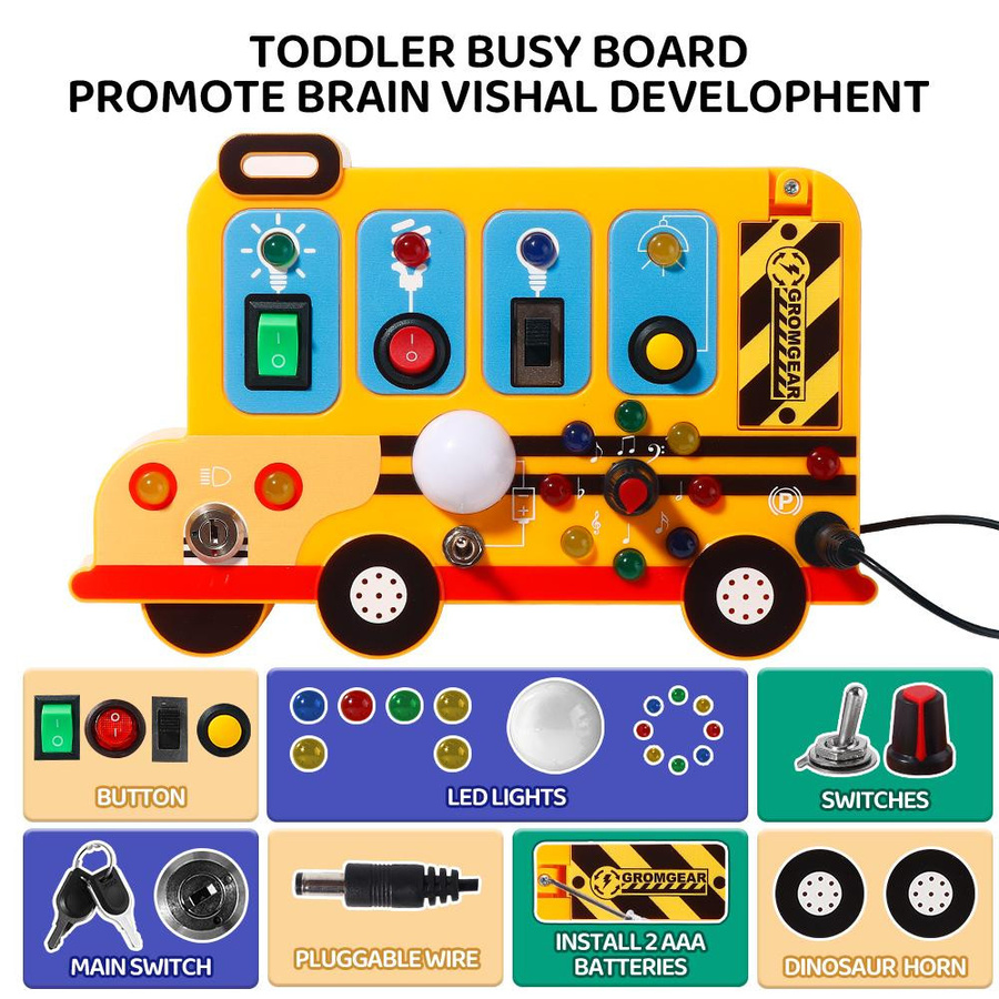 Yiran toy Montessori Activity Board Sensorisches Spielzeug mit LED-Licht ab 0-3 Jahre - Bild 5