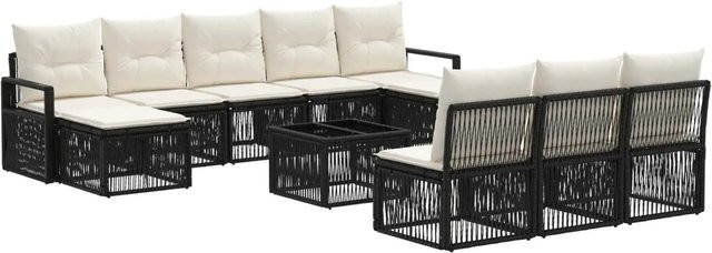vidaXL Gartensofa-Set 11-tlg. in Schwarz aus Poly-Rattan mit Polsterung und Metallgestell - Bild 1