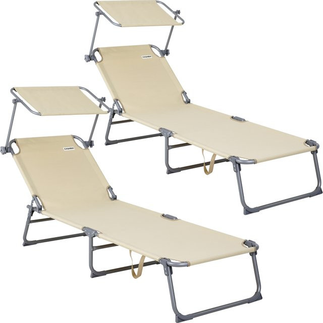 CASARIA Gartenliege Hawaii 2er-Set Beige mit Alu- und Stahlgestell, B/T/H: 190 x 60 x 30 cm - Bild 1