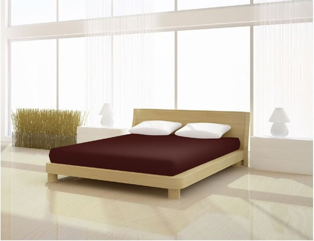Mr. Sandman Spannbetttuch Basic aus Baumwolle und Elastan, Rot, B: 140-160 cm, L: 200-220 cm - Bild 1