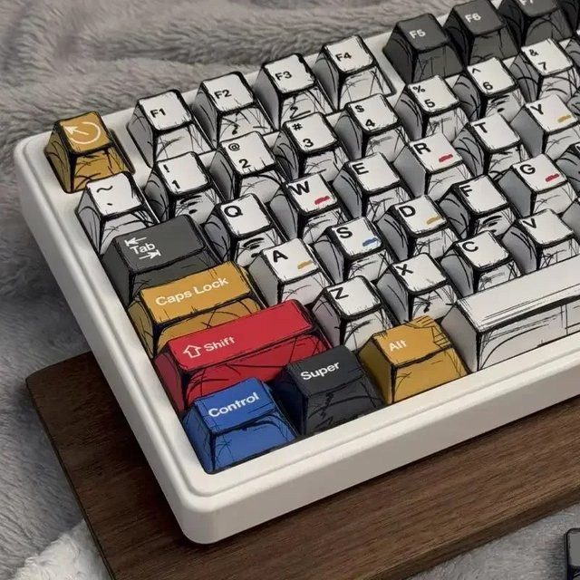 Comic Mixed Lights PBT Tastenkappen im Cherry-Profil für mechanische MX-Switches, 136 Stück, Mehrfarbig - Bild 1