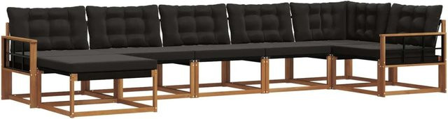 vidaXL Outdoor-Sofagarnitur aus Akazienholz mit Textilene und Kissen, 21-teiliges L-Shape Set, Natur und Schwarz - Bild 1