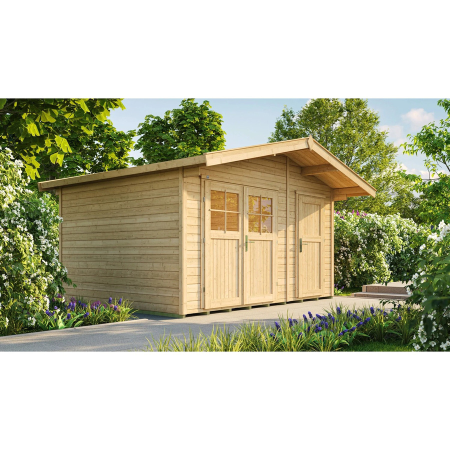 Weka Holz-Gartenhaus Lago mit Satteldach in Braun, B/T: 400 x 380 cm - Bild 2