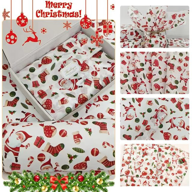 2/10 Blatt Seidenpapier mit Weihnachtslaternenmuster als Geschenkpapier für Blumensträuße und Party-Geschenkverpackungen - Bild 1