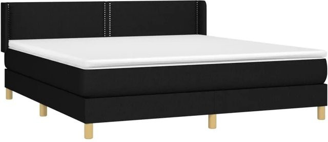 vidaXL Boxspringbett mit Matratze und Kopfteil in Schwarz, Hybrid-Bett mit Taschenfederkern aus Stoff und Lärchenholz, B/T/H: 180 x 200 x 183 cm - Bild 1