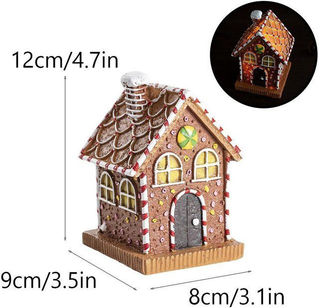 Leuchtendes Lebkuchenhaus Ornament von Yiran Furniture in Schwarz für die Weihnachtsdekoration auf dem Tisch - Bild 1